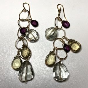 Multi-tone Semiprecious Gemstone Chandelier Earrings